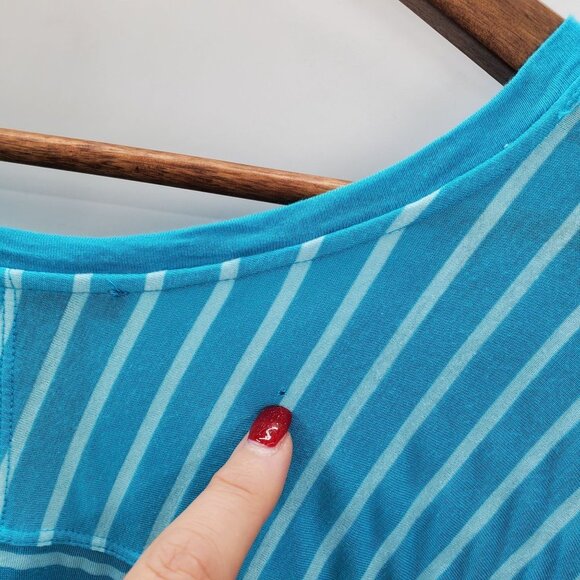 Womens Blue White Striped Tunic Top Size 2XL 3/4 Roll Tab Sleeve Grace Elements - Picture 10 of 12